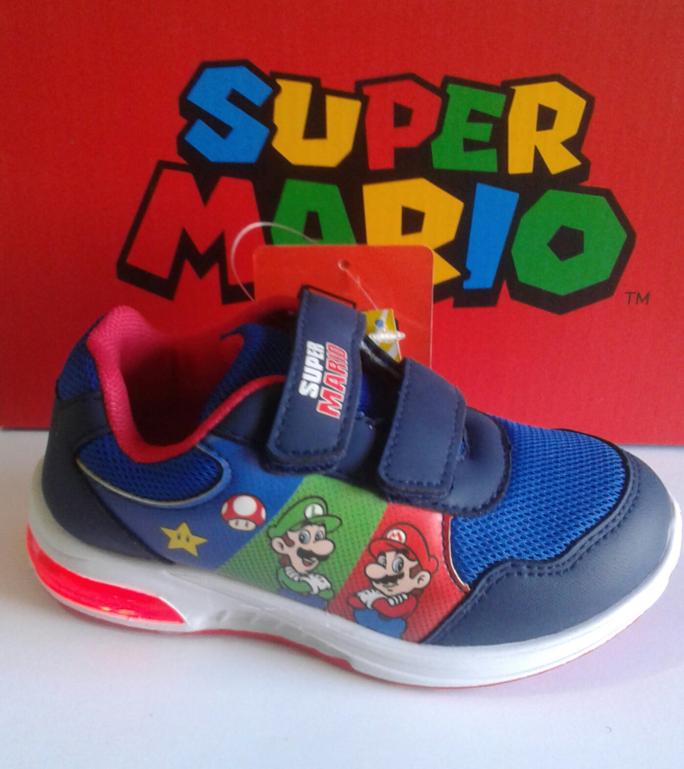 Sneakers Super Mario Bros bambino con luci e velcro